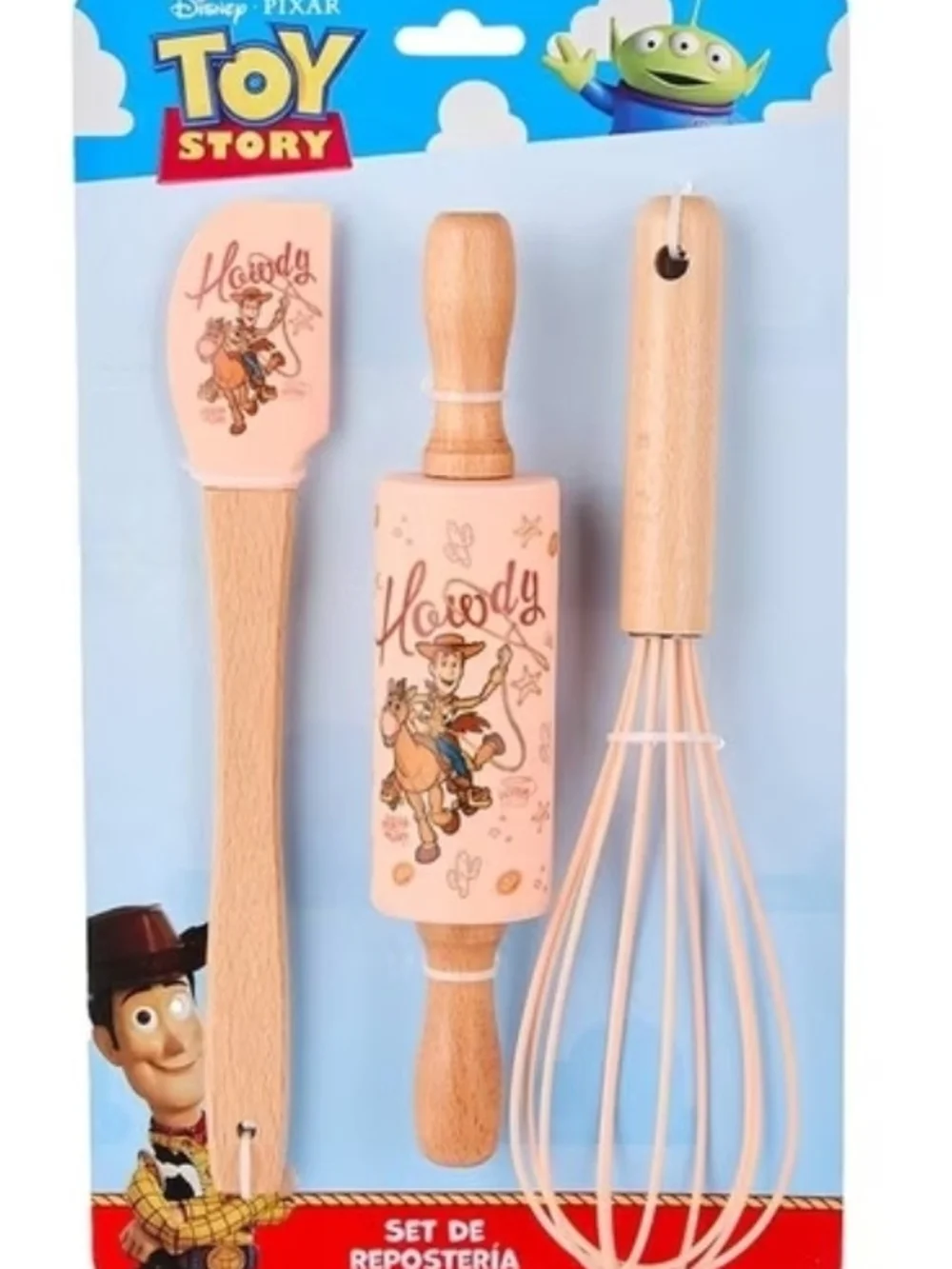 Disney Toy Story Woody and Natural Wood And Silicone Baking Tool Set